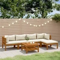 Set Divani da Giardino 6 pz con Cuscini Crema in Legno Acacia 3086929