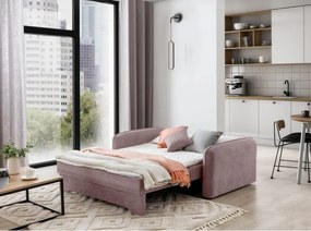 Divano rosa allungabile/con contenitore e rivestimento in ciniglia 155 cm Laine – ELTAP