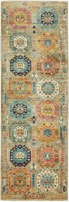 Samarkand Tappeto 240x80 Verde (Pakistan) Annodato A Mano