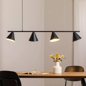 ALDEX Lampada a sospensione forma 4, nero, metallo, a 4 luci, cono, E27