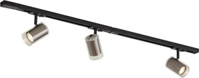 Sistema di illuminazione a binario moderno nero con 3 faretti color canna di fucile 1 fase - Iconic Lloyd
