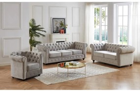 Divano 3+2+1 posti Velluto Grigio - CHESTERFIELD