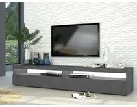 Mobile da soggiorno Porta TV, Made in Italy, Credenza per TV da salotto a 2 ante a ribalta, cm 200x45h36, Grigio Cenere, con luce LED bianca