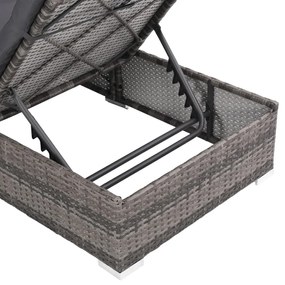 Set Divani da Giardino 3 pz con Cuscini in Polyrattan Grigio