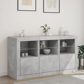 Credenza con luci led grigio cemento 123x37x67 cm