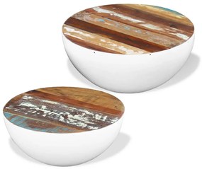 Tavolini Da Salotto 2 Pz A Forma Di Palla İn Legno Di Recupero /