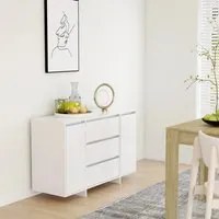 Credenza con 3 Cassetti Bianca 120x41x75 cm in Truciolato 809611