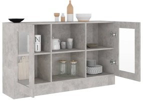 Armadietto Vetrina Grigio Cemento 120x30,5x70 cm Multistrato