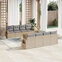 Set Divano da Giardino 9 pz con Cuscini Beige in Polyrattan 3224484