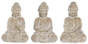 Statua Decorativa DKD Home Decor 30,5 x 24 x 45 cm Dorato Marrone Buddha Orientale (3 Pezzi)