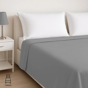 Lenzuolo piano singolo cotone percalle grigio