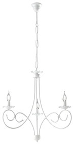 Lampadario Provenzale Candelabro Alma 3 Luci Ferro Battuto Bianco Shabby