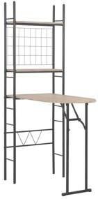 Set tavolo e sedie pieghevoli con scaffale 3 pz mdf e acciaio