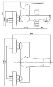 Cersanit S951-346 - Rubinetto vasca da bagno MODUO cromo lucido