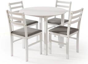 Set TORINO Tavolo rotondo + 4 sedie Bianco / Grigio Chiaro
