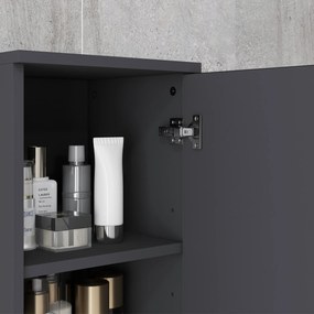 Mobile a Colonna per Bagno 30x30x183 cm in Truciolato Nero e Grigio...