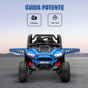 Macchina Elettrica per Bambini 24V Velocità 5-7km/h Guida Manuale e Telecomando Blu...