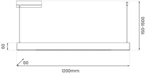 Lampadario LED sospeso su cavo LINEA 36W/230V 3000/4000/5700K CRI 90, dorato
