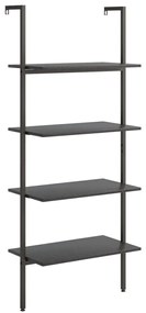 Scaffale pendente a 4 livelli nero 64x35x152,5 cm