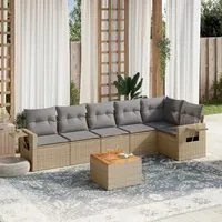 Set Divano da Giardino 7 pz con Cuscini Beige Misto Polyrattan 3256906