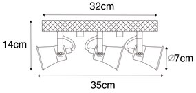 Faretto rustico nero con legno 3 luci orientabile - Jelle