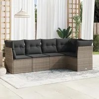 Set Divano da Giardino 5 pz con Cuscini Grigio in Polyrattancod mxl 111251