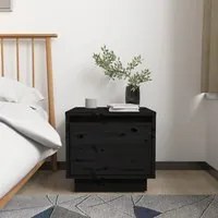 Comodino Nero 35x34x32 cm in Legno Massello di Pino cod mxl 30298