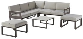 Salotto da giardino angolare Odyssea NATERIAL marrone con cuscini in poliestere moka per 6 persone