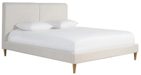 Letto matrimoniale 160x200 cm in tessuto beige e legno chiaro SALOME