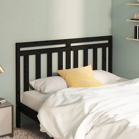 Testiera Per Letto Nera 166x4x100 Cm İn Legno Massello Di Pino /