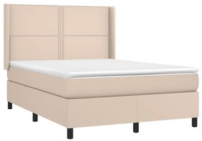 Giroletto molle materasso e led cappuccino 140x190cm similpelle