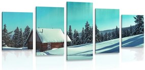 Quadri 5 pezzi – Paesaggio invernale fiabesco