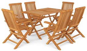 Set da pranzo da giardino 7 pz in legno massello di teak