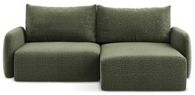 Divano angolare verde allungabile/con contenitore (con penisola a destra) Kalena – Makamii