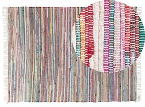Tappeto multicolore chiaro in cotone con fronde 140 x 200 cm DANCA Beliani