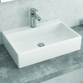 Lavandino da appoggio rettangolare in ceramica bianca | Litos-250 - KAMALU