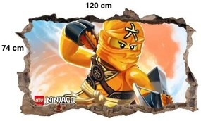 Adesivo da parete unico simile a un poster per la stanza dei bambini con il personaggio di Ninja Go 120 x 74 cm