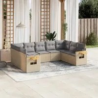 Set Divano da Giardino 9 pz con Cuscini Beige in Polyrattan 3227116