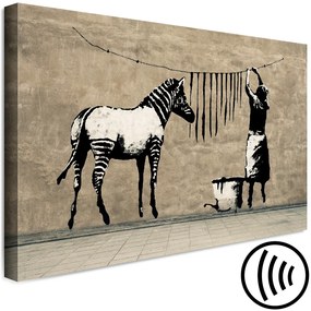 Quadro contemporaneo Banksy: Washing Zebra on Concrete (1 Part) Wide