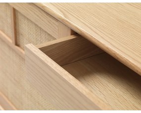 Cassettiera bassa effetto rovere con ante scorrevoli in colore naturale 180x80 cm Barrali - Unique Furniture