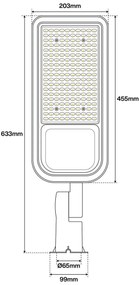 Armatura stradale 150W IP65 asimm. 70x140° - 145lm/W Colore Bianco Freddo 5.700K