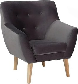 Poltrona Nordic 1 Velvet in velluto grigio – 76x75x90 cm