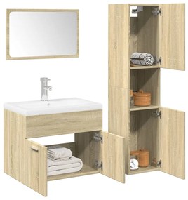 Set Mobili Da Bagno 4 Pz Rovere Sonoma İn Legno Multistrato /