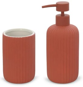 Set accessori bagno 2 pezzi in ceramica rosso soft touch Spring