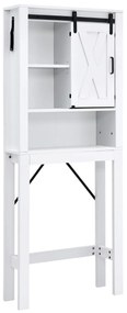 Costway Scaffale portaoggetti da mettere sopra il wc, Organizzatore di stoccaggio a 4 livelli con la porta Bianco