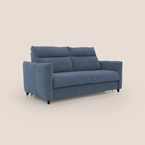 Peonia divano letto scandinavo con materasso H18 cm e morbido e alto schienale in tessuto Bouclé impermeabile T07 blu
