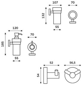 NIMCO UN set-31W-26 - Distributore di sapone, portaspazzolino e gancio a muro UNIX