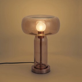 Lampada da tavolo Hotel Chic bronzo scuro con vetro marrone - Amara