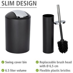 Set di accessori per il bagno nero opaco in plastica Calvo – Wenko