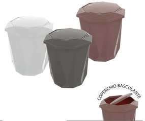 Pattumiera bagno grigio con coperchio basculante e capacità 5,5 lt